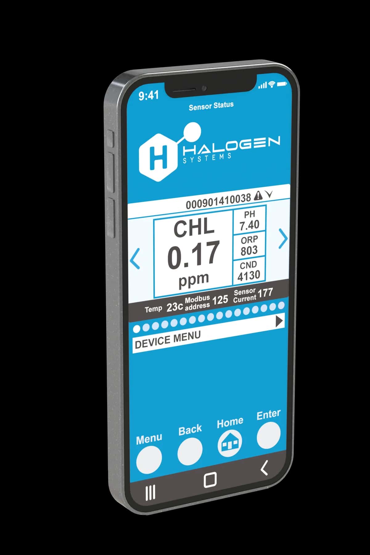 Interfaccia dell’app mobile Halogen mostrata su un telefono