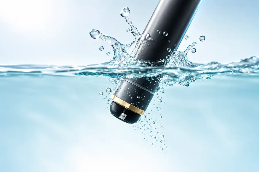 Sensore di cloro sommergibile mostrato sotto la superficie dell’acqua