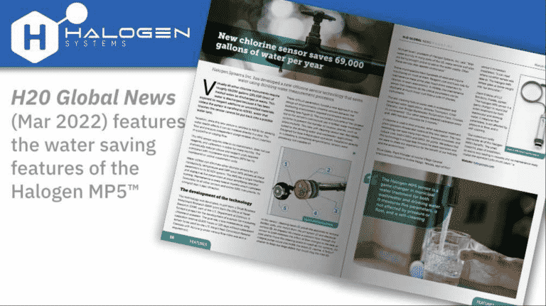 Artículo de H2O Global News sobre el sensor de cloro de Halogen Systems con homologación NSF 61