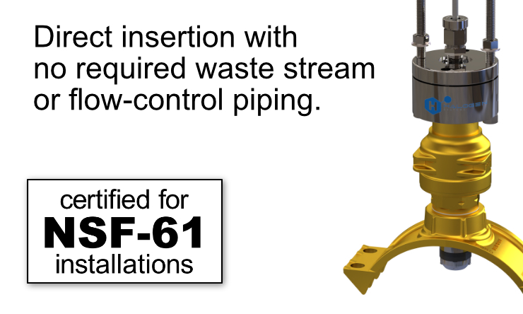 Wet-tap in-pipe NSF-61 Chlorine Analyzer