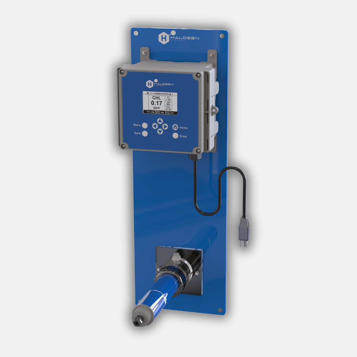 Halogen Systems Chlorine Analyzer Kit. The DC20 and Flowcell Panel Mounted